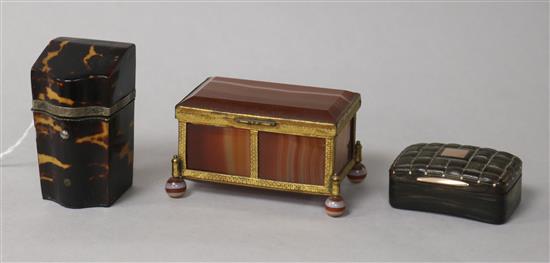 A gold mounted tortoiseshell box and an agate box